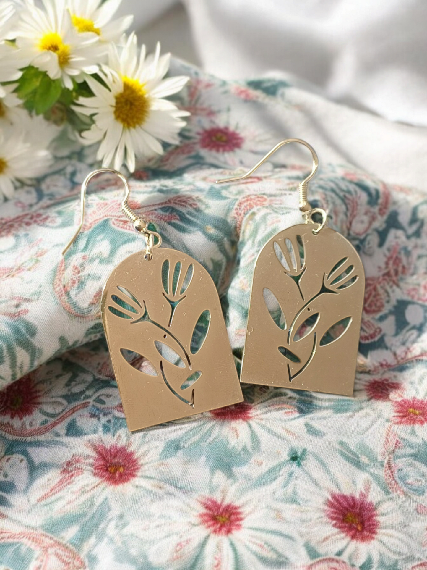 Stainless Steel Floral Cutout Earrings