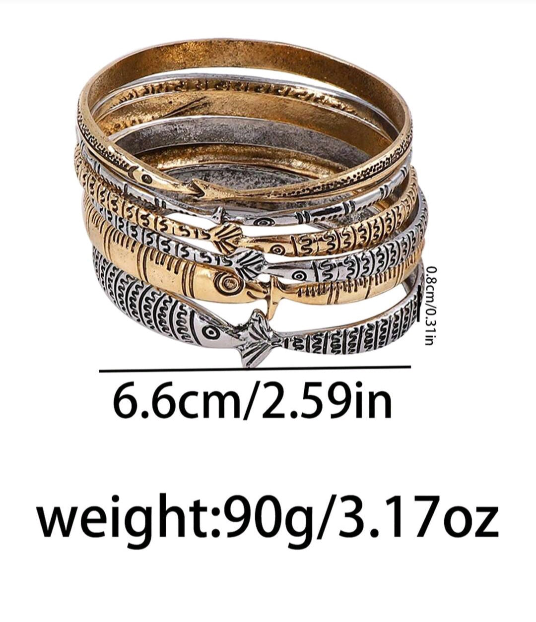 Fish Stacking Bangles (Set of 6)