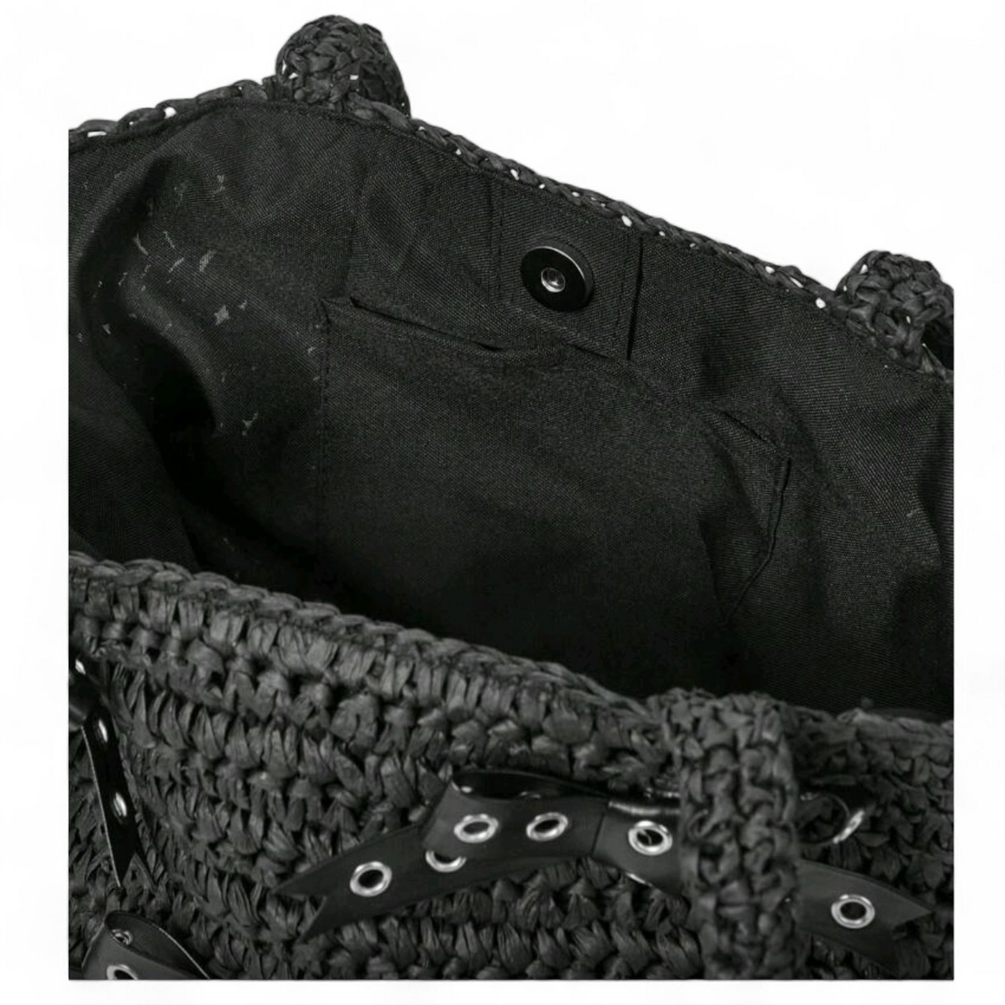 Black Shoulder Bag with Bow Details