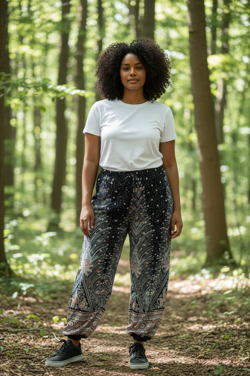 Feather Print Pants