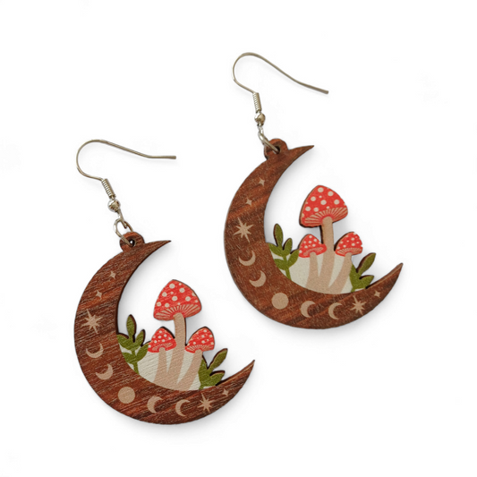 Mushroom Wooden Earrings