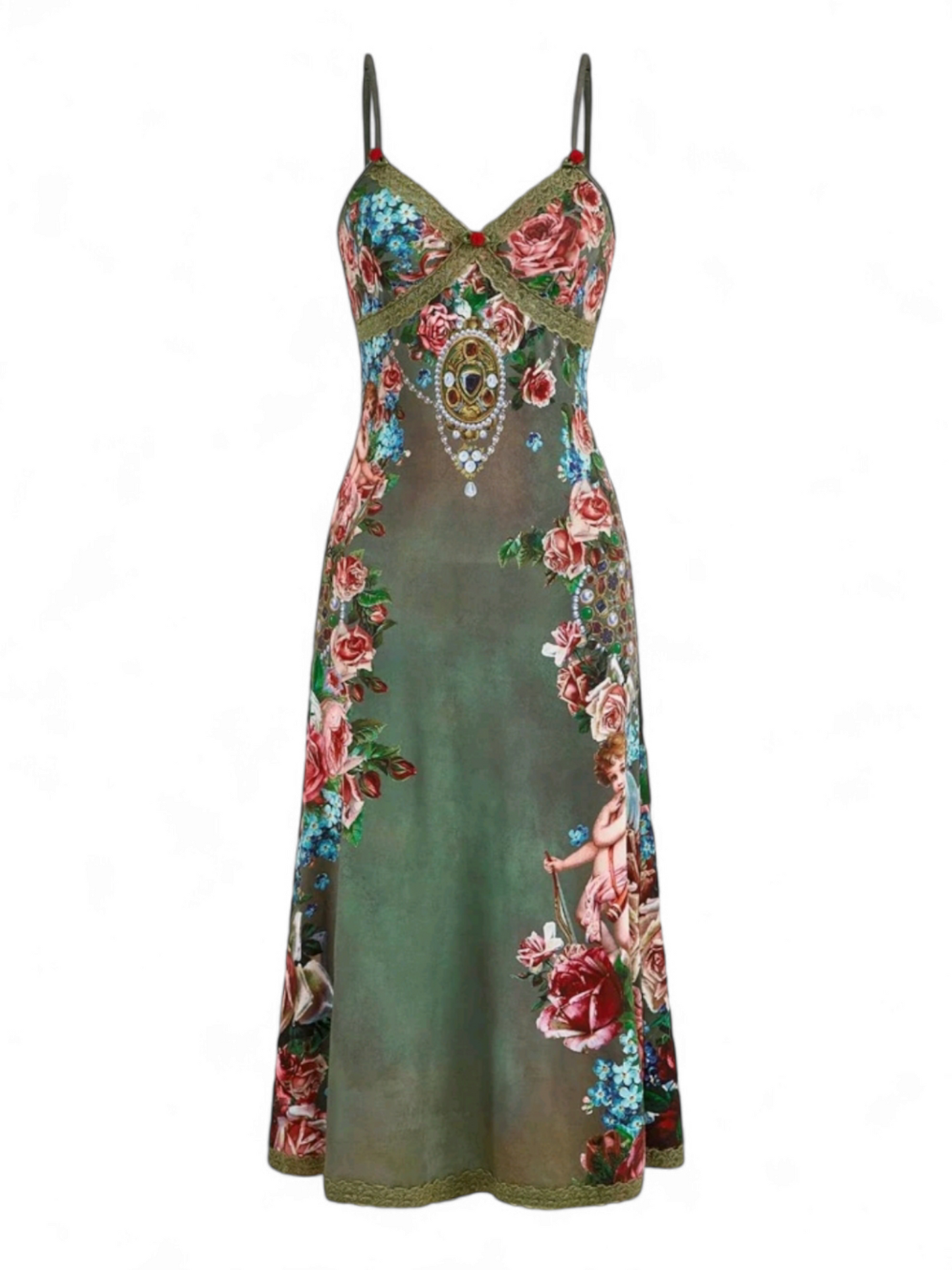 Printed Florals and Cherubs Dress