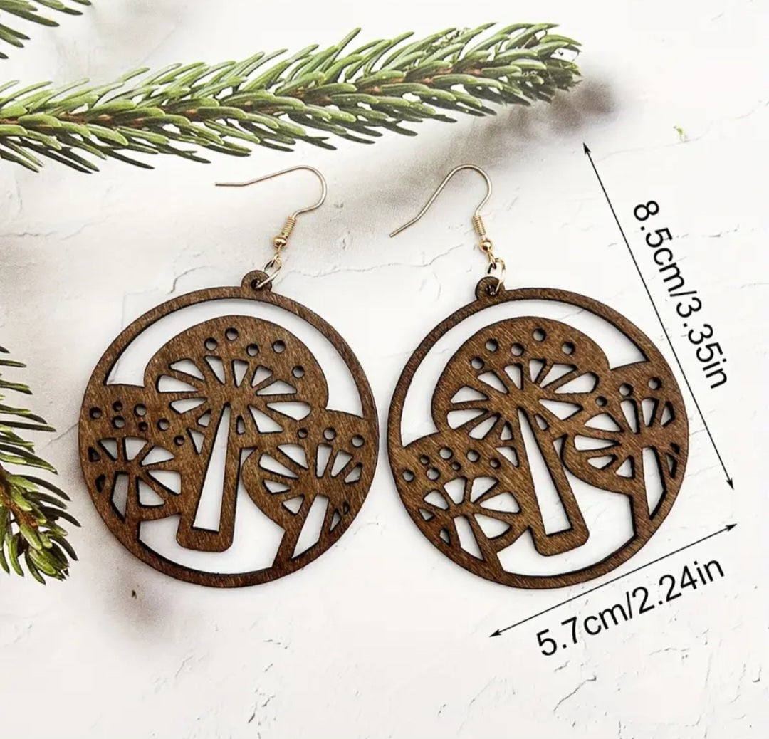 Wooden Mushie Earrings- 4 colours available