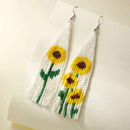 Sunflower Handwoven Beaded Earrings