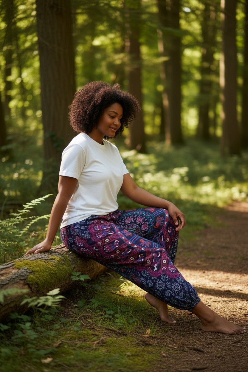 Mandala Pants with Elasticated Waist & Ankles