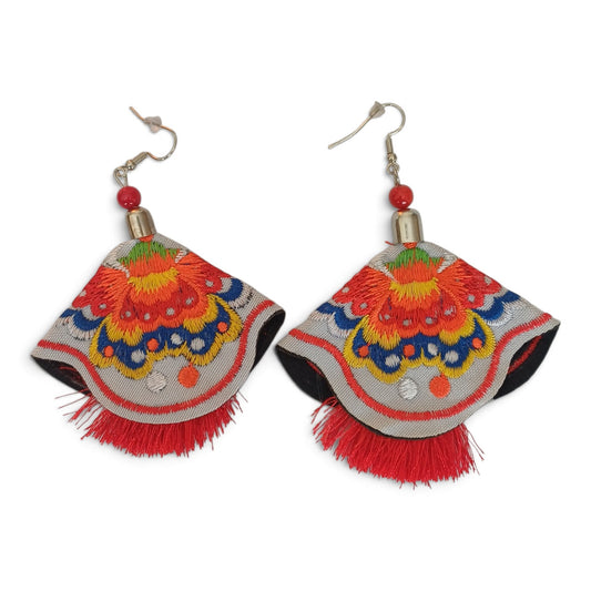 Floral Embroidered Earrings