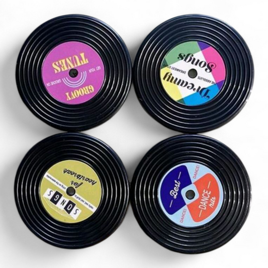 Retro Vinyl Record Look Fridge Magnets (Set of 4)