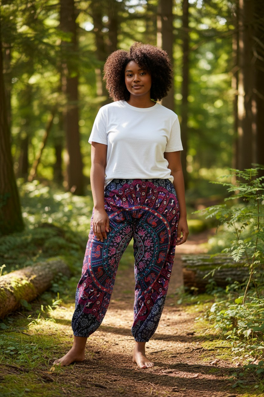 Mandala Pants with Elasticated Waist & Ankles