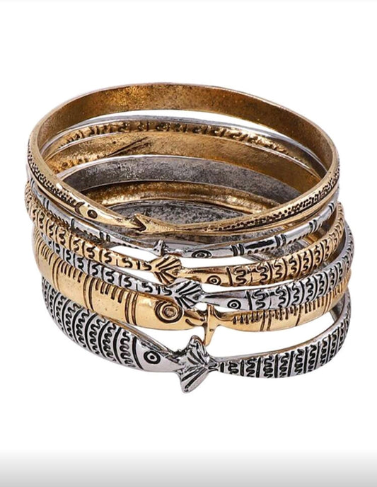 Fish Stacking Bangles (Set of 6)