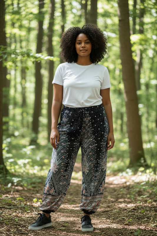 Feather Print Pants