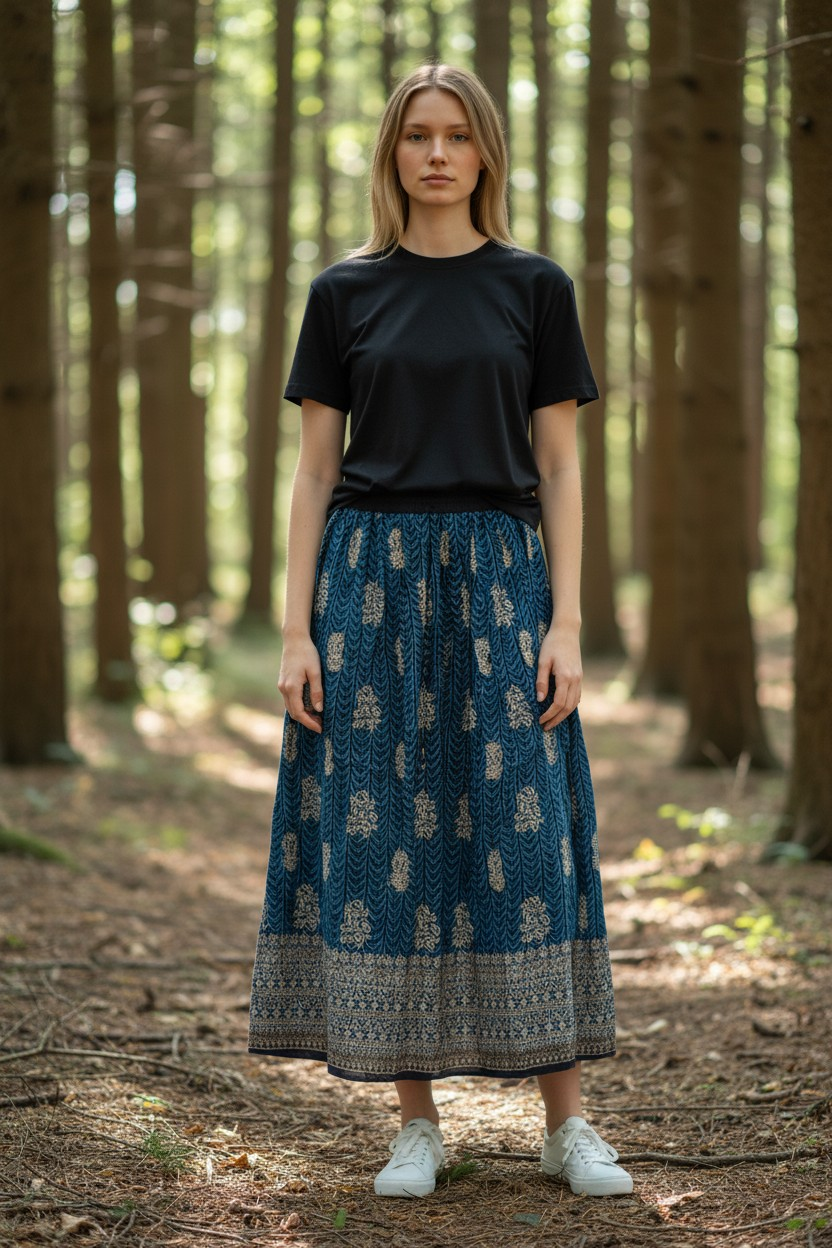 Foil print skirt