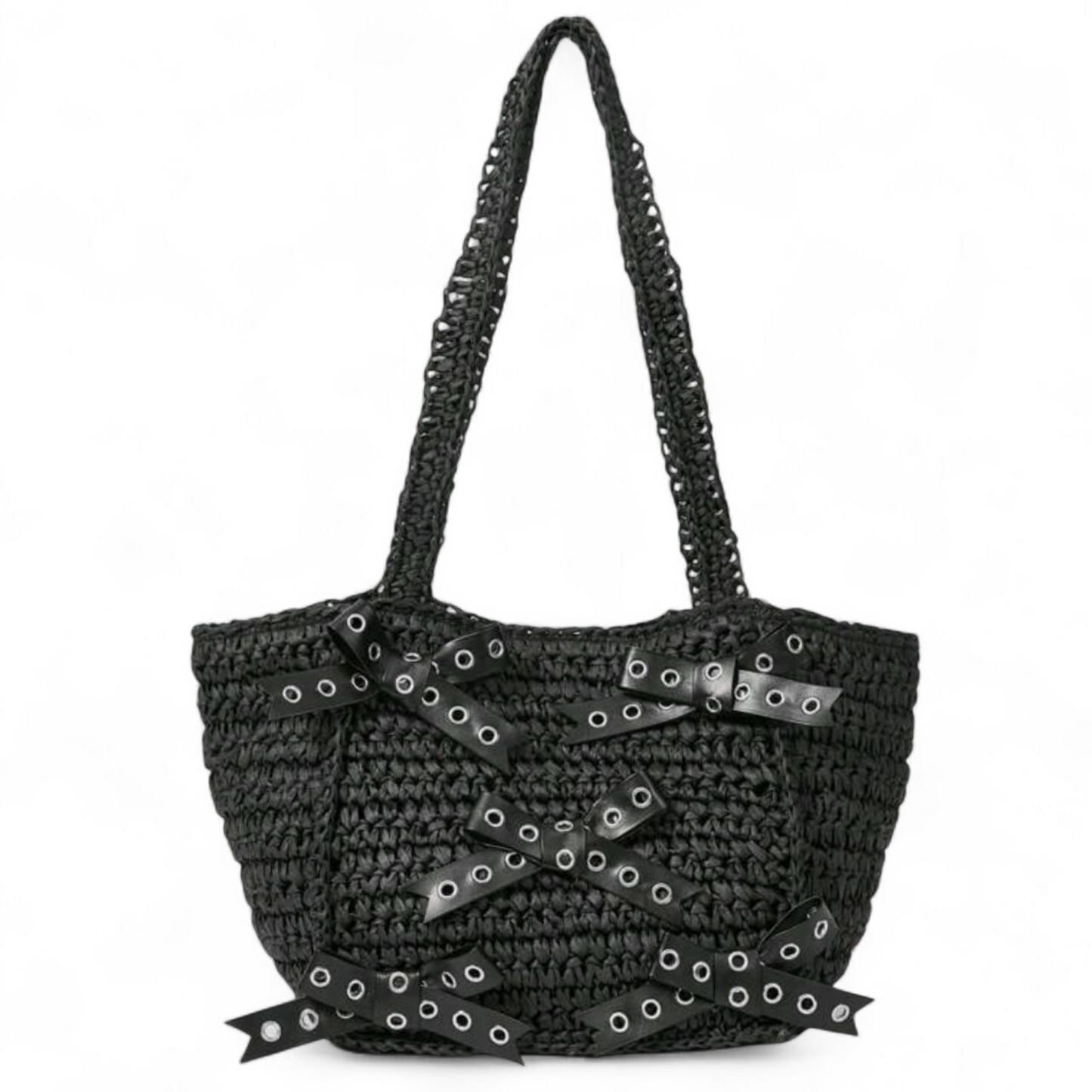 Black Shoulder Bag with Bow Details