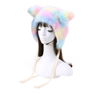Fuzzy Hat in Pastel Colours