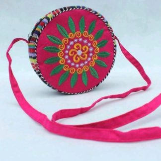 Pink Embroidered Boho Bag