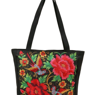 Birds in Paradise Embroidered Tote Bag