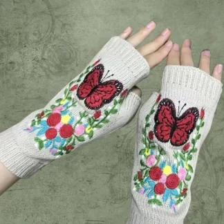 Embroidered Butterfly Gloves