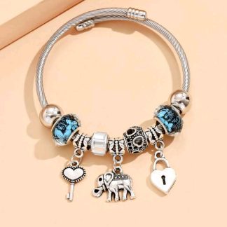 Elephant Charm Bracelet- Blue